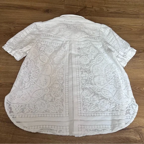 Anthropologie - The Aly Puff-Sleeve Button Down White Blouse by Pilcro - Picture 9 of 9